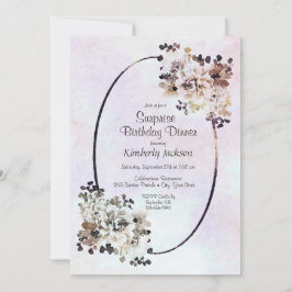 Convite Janto Rustic Floral Surprise Birthday