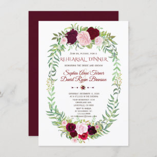 Convite Janto Rustic Marsala Floral Wreath