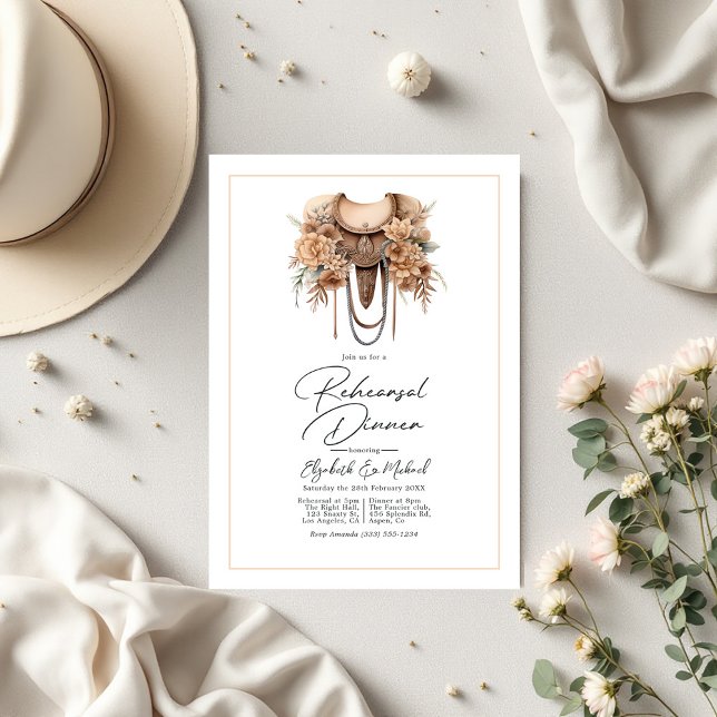 Convite Janto Rustic Western Wedding (Rustic Western Wedding Rehearsal Dinner Invitation)