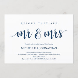 Convite Janto Rústico de Ensaio de Casamento, Marinho Azul