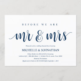 Convite Janto Rústico de Ensaio de Casamento, Marinho Azul