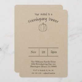 Convite Janto Simples de Dar Abóbora Manuscrito