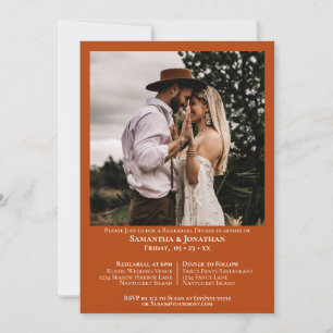 Convite Janto Simples de Ensaio de Casamento Laranja de Fo