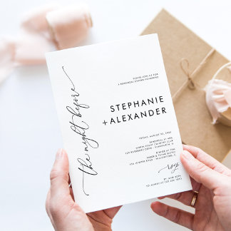 Convite Janto Simples de Ensaio de Casamento Negro e Branc