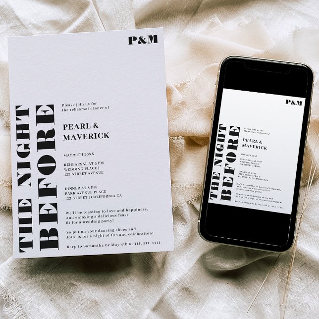 Convite Janto simples e preto de ensaio de casamento branc (Criador carregado)