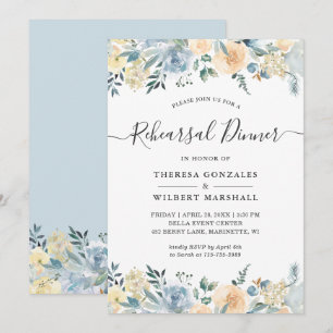 Convite Janto Subtil Vanilla Blue Floral