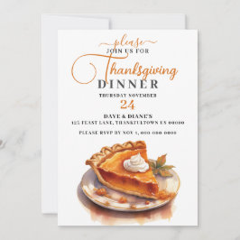 Convite Janto Tradicional de Ação de Graças de Pumpkin Pie