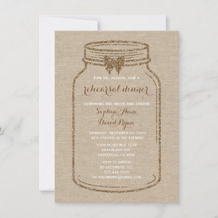Convite Janto Wedding REHEARSAL   Mason Jar Linen Canvas