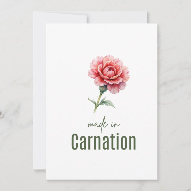 Convite January Carnation Birth Flower card Watercolor (Frente)