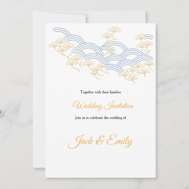 Convite Japanese Pine Wedding Invitation  (Frente)