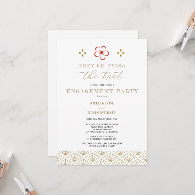 Convite  Japanese Plum Blossom Design (Frente/Verso In Situ)