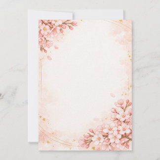 Convite Japanese Sakura & Gold Wedding Invitation