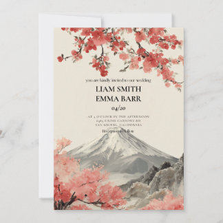 Convite Japanese Sakura Wedding Invitation
