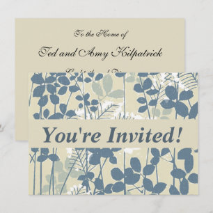 Convite Japonês Invitation Art Floral Blue Flowers Impres