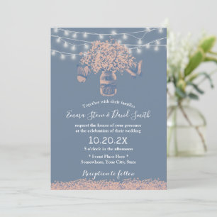 Convite Jar Floral de Ar Azul de Casamento Russo