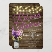 Jar of Delfeniums and Lights Rustic Wedding