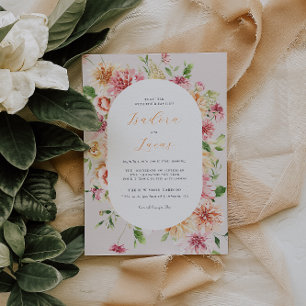 Convite Jardim Afterglow Moldura Floral Oval Casamento