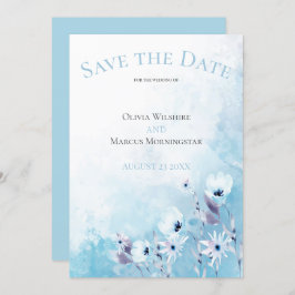 Convite Jardim Anêmono Azul Pálido Salvar a Data