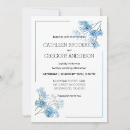 Convite Jardim Blue Watercolor Forget-Me-Not Wed