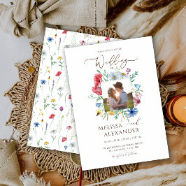 Convite Jardim boho de flores silvestres foto floral casam