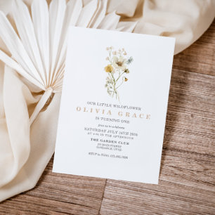 Convite Jardim Boho de flores silvestres primeiro aniversá