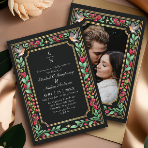 Convite Jardim Botânico Encantado Preto Casamento Foto