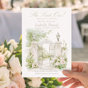 Convite Jardim Bridal Elegante Francês Chateau Pastel