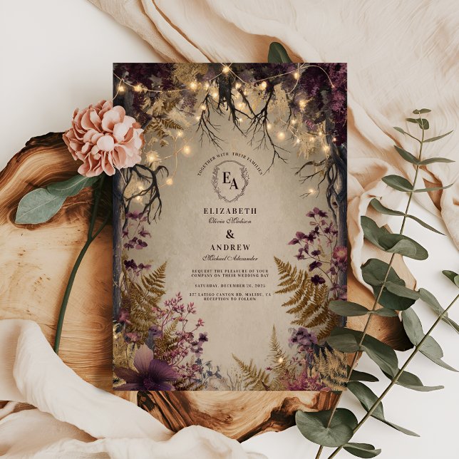 Convite Jardim Crepúsculo com Ferns Ouros (Criador carregado)