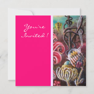 Convite JARDIM DA MELISSA 2, vermelho brilhante, rosa verd