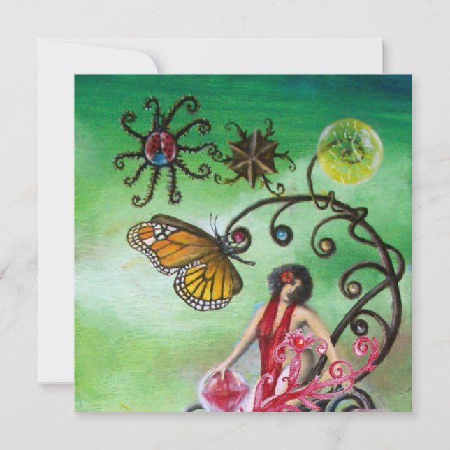 Convite JARDIM DA MELISSA 2, vermelho brilhante, verde ros (Frente)