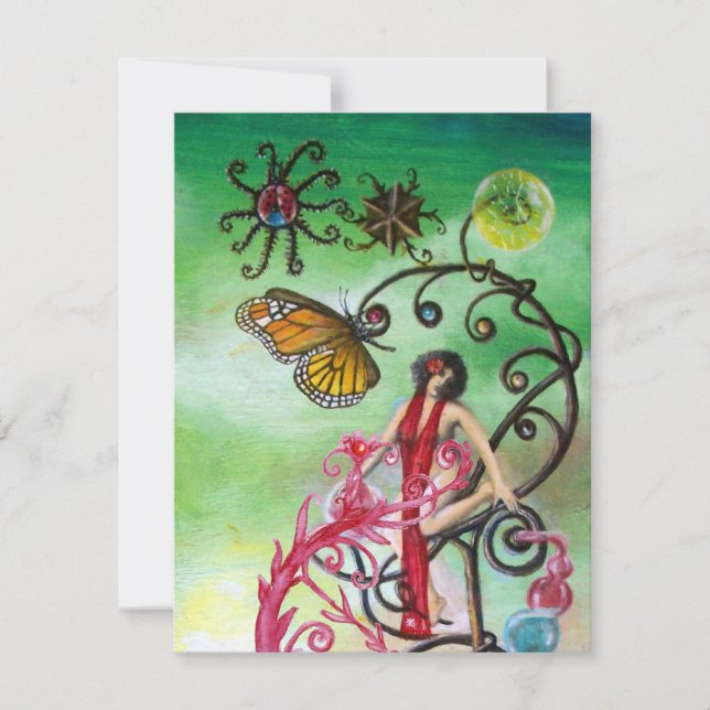 Convite JARDIM DA MELISSA 2, vermelho, verde-rosa branco (Frente)