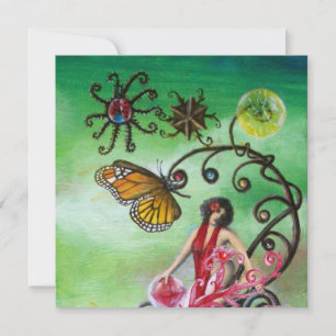 Convite JARDIM DA MELISSA 2, vermelho vivo, verde rosa