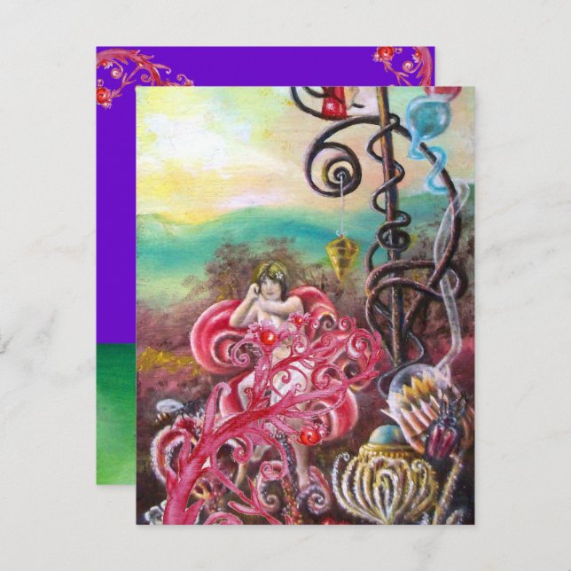 Convite JARDIM DA MELISSA, vermelho brilhante, violeta ros (Frente/Verso)