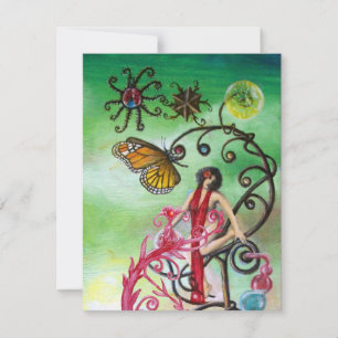 Convite JARDIM DA MELISSA, vermelho-claro, azul-rosa brilh