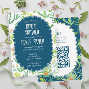 Convite Jardim da Selva Aquarela QR Personalizado CHUVA D