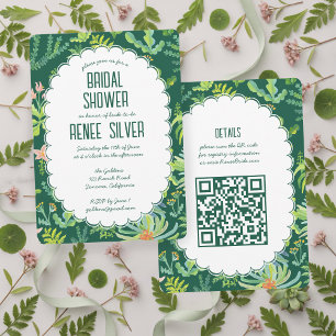 Convite Jardim da Selva Aquarela QR Personalizado CHUVA D