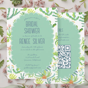 Convite Jardim da Selva Aquarela QR Personalizado CHUVA D