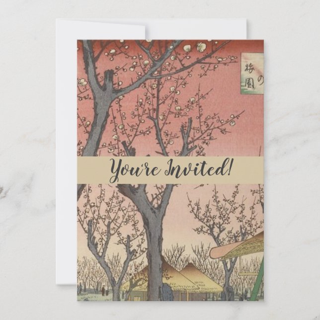 Convite Jardim de ameixa de árvore japonês (Frente)
