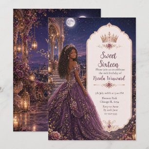 Convite Jardim de Ameixas ao Luar Sweet Sixteen