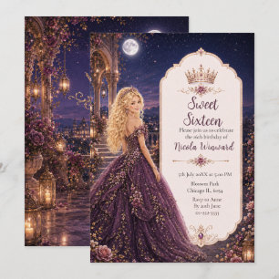 Convite Jardim de Ameixas ao Luar Sweet Sixteen