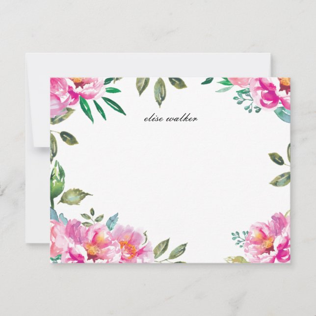 Convite Jardim de Aquarela Puro| Papel de Carta Personaliz (Frente)