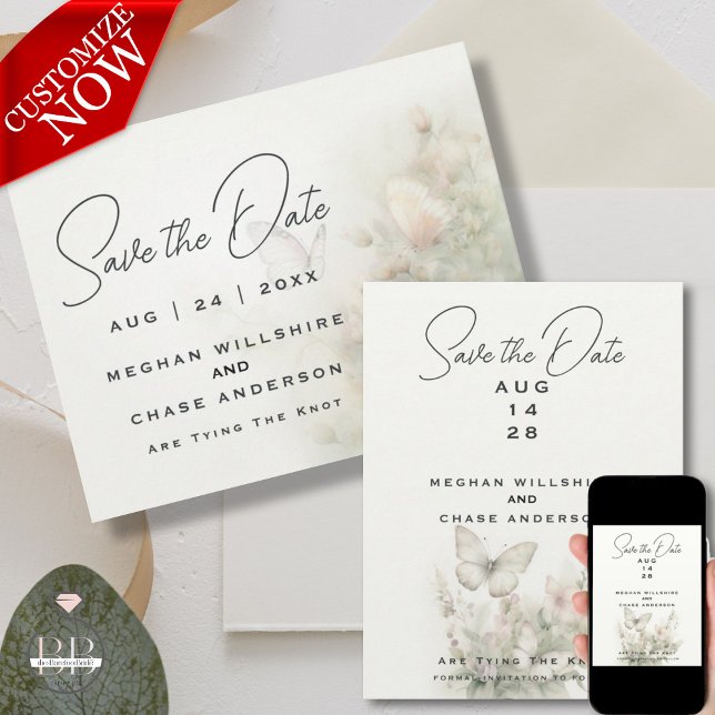 Convite Jardim de Borboleta Encantado (easy to customize in 2 styles )