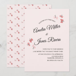 Convite Jardim de Borboletas Rosa Casamento Romântico