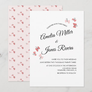 Convite Jardim de Borboletas Rosa Casamento Romântico Simp