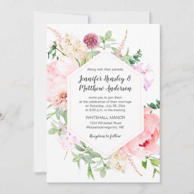 Convite Jardim de Casamento com Aquarela Selvagem | (Frente)