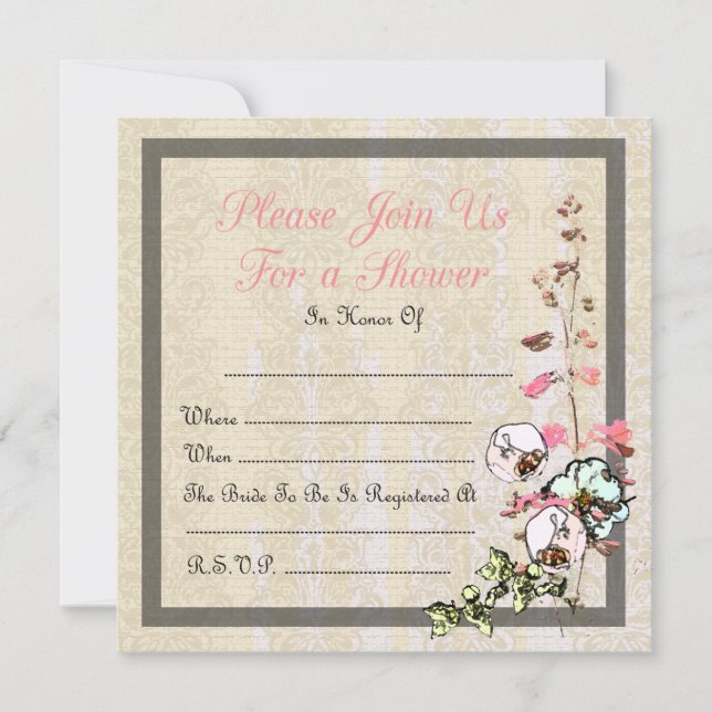 Convite Jardim de Chá Japonês em Branco Casamento ou Chuve (Frente)