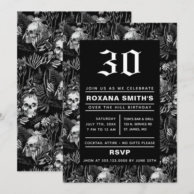 Convite Jardim de Crânios de Aquarela Sobre o Morro (Frente/Verso)