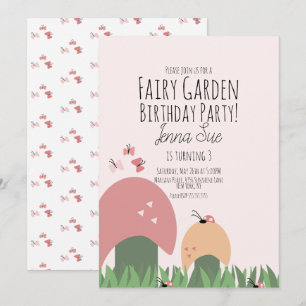 Convite Jardim de Fadas Aniversário de 1 ano Joaninhas Bor