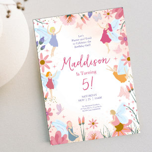 Convite Jardim de Fadas Flutter Floral Aniversário