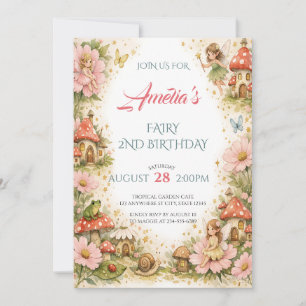 Convite Jardim de Fadas Mágico com Aquarela de Aniversário